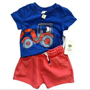 Tucker + Tate Blue Red Excavator Baby Outfit 3M